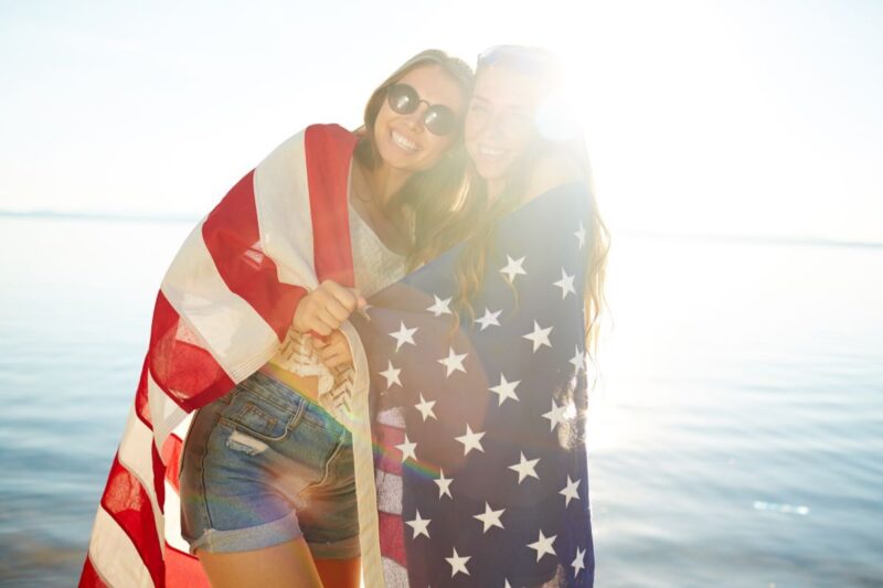 girls with american flag on them from anna maria island