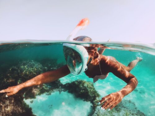 Young girl snorkeling in Anna Maria Island waters