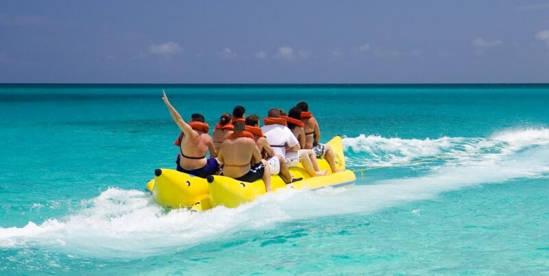 Group on a banana boat.