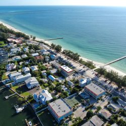 aerial view of beach houses