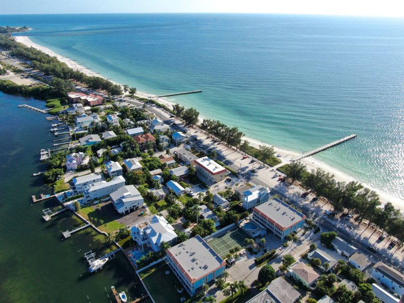 aerial view of beach houses
